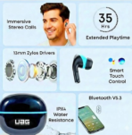 UAG Urbn Armour Gear X350 Wireless Earbuds with Deep Bass & Crystal Clear Calling | Long Battery | Secure Fit - Image 9